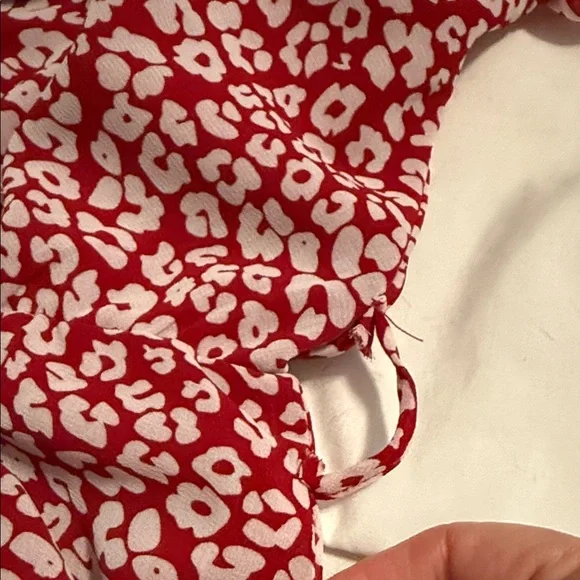 Elegant Red and White Animal Print Patterned Long Sleeve Dress by PrettyGarden - Picture 11 of 14